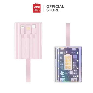Miniso Powerbank Mini 22.5W 10000mAh Fast Charging Power Bank Dual Input Output Dengan 3 Kabel Pink