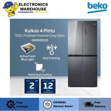 BEKO KULKAS 4 PINTU SIDE BY SIDE 500 LITER GNO5001GS