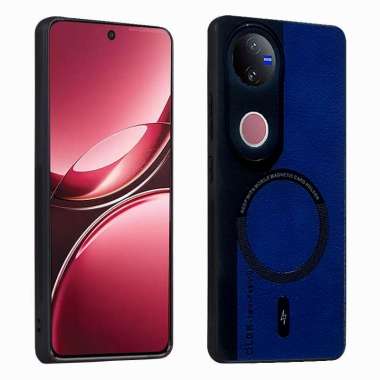 Casing Vivo V50 5G Luxury Leather Phone Case Two Tone Combination Biru