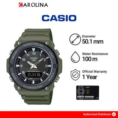 Jam Tangan Pria Casio Standard AQ-S820W-3B Digital Analog Dial Green Resin Band