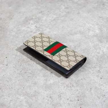 Dompet GUCCI GG STRIPE RED GREEN MONOGRAM BEIGE LONG WALLET 100% ORIGINAL 16X8CM