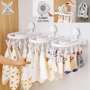 Oxihom Gantungan Baju Dinding Tempel Plastik Aesthetic Gantungan Lipat Hanger Gantungan Kaos Kaki Ga