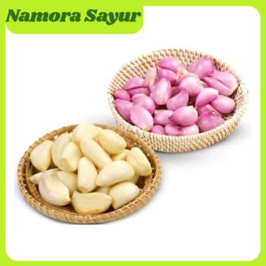 Paket Bundling | Bawang Merah Brebes Kupas & Bawang Putih Kupas 1 Kg