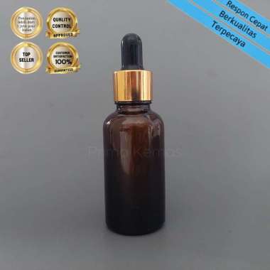 Botol kaca pipet 30 ml - botol serum/ tetes - Botol Pipet 30 ml Ring Gold Botol Coklat