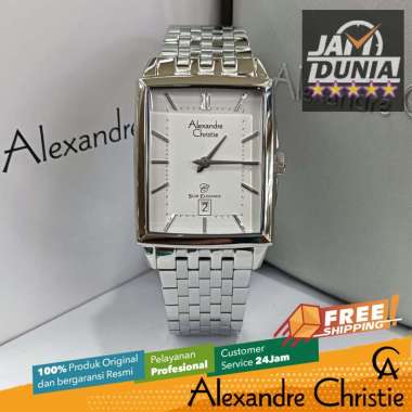 JAM TANGAN ANALOG PRIA KOTAK ALEXANDRE CHRISTIE ORIGINAL SILVER STRAP 8708 AC 8708 AC8708 ACF8708 JA