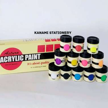 Cat Akrilik Acrylic Paint Waterbased Set 12 Color @24gram Asturo.