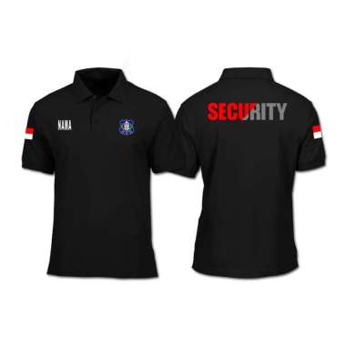 Kaos Polo Shirt Tshirt Baju Kerah Distro FREE NAMA MERAH PUTiH SECURiTY SATPAM sablon bordir polos c