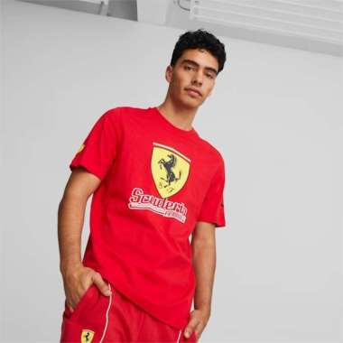 PUMA Kaos Kasual Pria Ferrari Race Big Shield Tee Heritage Ros 538186 02 Xxl