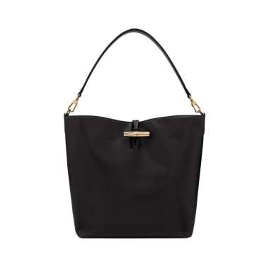 Longchamp Le Roseau Medium No Snap Button Hobo Bag Black