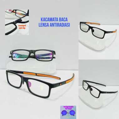 Kacamata baca lensa antiradiasi frame sporty ada nouseped bisa ukuran minus plus 175 hitam