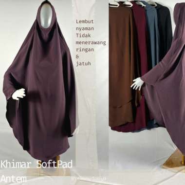 FK Khimar Hanif SoftPad Antem Bahan Marbella Anti UV Hijab Nyaman Lembut Brown