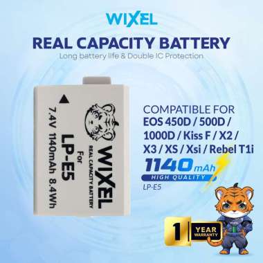 WIXEL Baterai Kamera LP-E5 for Canon EOS 450D / 500D / 1000D / Kiss F X2 / X3 / XS / Xsi / Rebel T1i