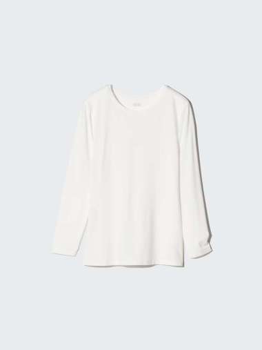 UNIQLO HEATTECH Regular T-Shirt Kaos Long John Reguler wanita Kerah Bulat crew neck Lengan Panjang O