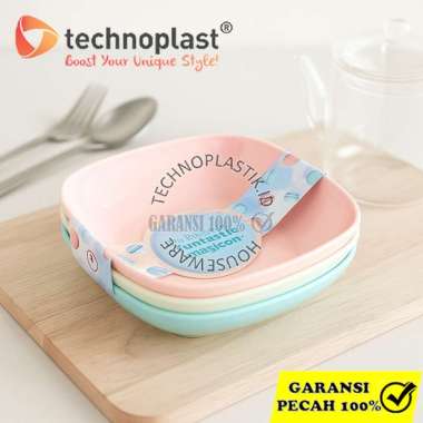 TECHNOPLAST Dinner Plate Square 5in 3pc – Desain Minimalis, BPA Free Microwave Safe Tifu 5In 3PC