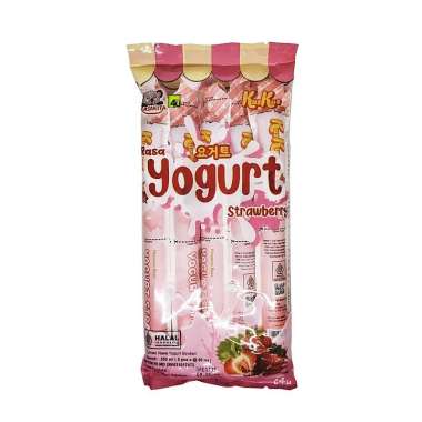 KusKus - Minuman Jelly dan Yoghurt Ice Stick - Pack isi 5 pcs YOGHURT STROBERI