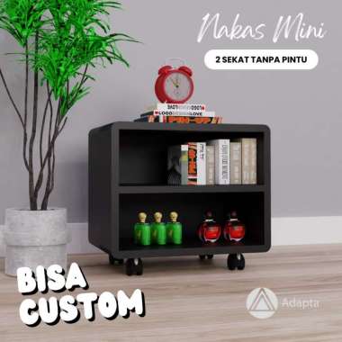 Adapta - Nakas Bedside Table - Nakas Minimalis - Nakas Mini Tidak Makan Tempat - Bedside Hitam Polos