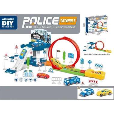 Mainan Anak Police/ Truck Catapult Assemble Diy Puzzle Fun DIY Scene