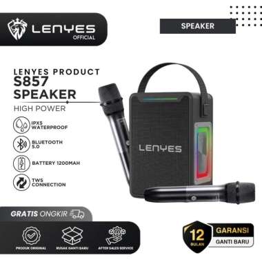 Lenyes S-857 KTV Speaker Bluetooth Portable Wireless RGB light DSP Stereo FM Radio High Power TWS