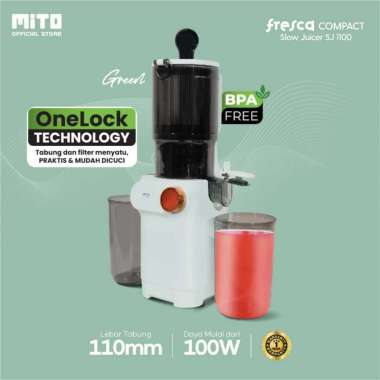 MITO Slow Juicer SJ1100 Fresca Compact | Low Noise | Easy Clean | Low Watt GREEN