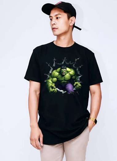 Kaos Pria Premium Motif 3Dimensi Hulk Hijau Animasi Tshirt Oblong Laki Hc0689 By hans & co merah S