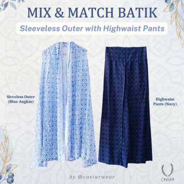 ONE SET OUTER TANPA LENGAN SETELAN ATASAN OUTER BATIK DAN BAWAHAN KULOT HIGHWAIST ONESET KONDANGAN O