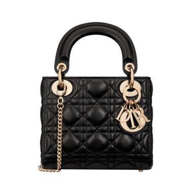 Christian Dior Mini Lady D Cannage Lambskin Bag Black