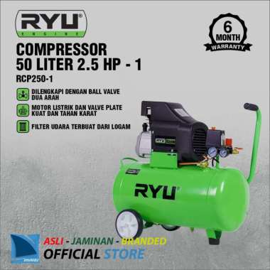 Mesin Kompresor Angin 2,5 PK Tenaga Listrik 50 Liter Pompa Angin Bengkel Industri - Compressor RYU