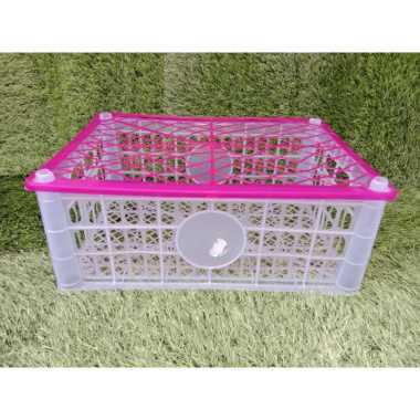 Keranjang Plastik Bekas Buah Ukuran 32x45x18 Tutup Pink