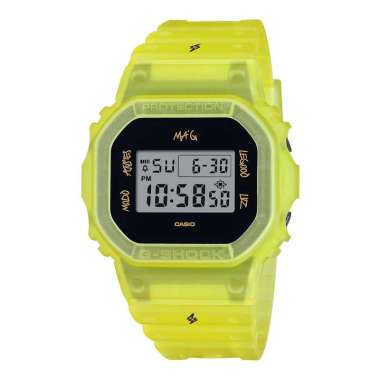 Jam Tangan Pria Casio G-Shock X J Balvin DWE-5600JB-1A9DR Digital Dial Translucent Matte Yellow Band