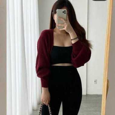 Balero Crop Cardy / Bolero Crop / Liam Oversize Crop Cardigan / Cardigan Rajut MAROON