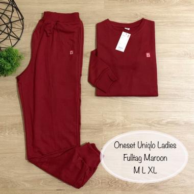 Oneset Uniqlo Setelan Uniqlo One Set Uniqlo Ladies Setelan Uniqlo Wanita M MAROON