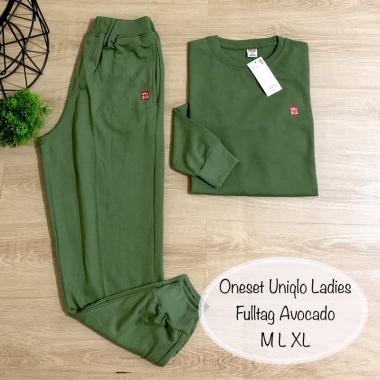 Oneset Uniqlo Setelan Uniqlo One Set Uniqlo Ladies Setelan Uniqlo Wanita L AVOCADO