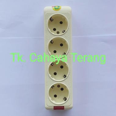 Stop kontak 4 lubang Cahaya pin kuningan