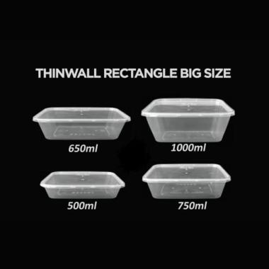 thinwall 650ml persegi pjg/box makanan/ kotak plastik isi 25set