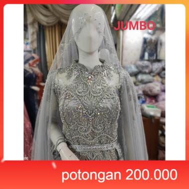 Baju pakaian gaun pengantin busana pernikahan wanita slim span gown dress wedding dress jumbo ld 120