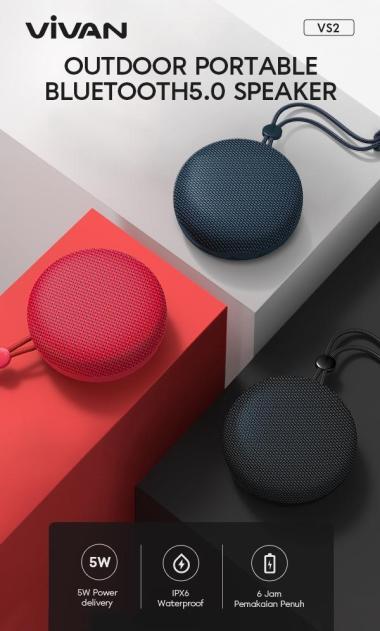 SPEAKER VIVAN VS2 BLUETOOTH WATERPROOF IPX6 PORTABLE MINI WIRELESS Konfirmasi