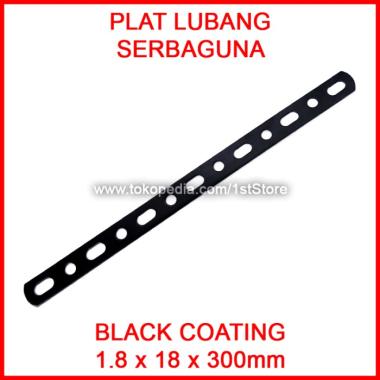 Plat Lubang Besi Hitam Strip Bolong Panel Bracket Lampu Dudukan Lobang