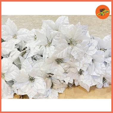 BUNGA HIAS Pohon - Hiasan Natal Putih