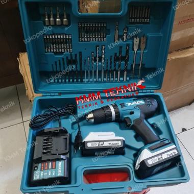 MAKITA MESIN BOR BATERAI HP488D CORDLESS IMPACT DRILL 18V + 74PCS SET