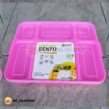 Kotak Makan / Lunch Box 6 Sekat Bento Plastik Clio - 2121 Pink