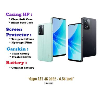 Oppo A57 5G 2022 - 6.56 inch - Case - Screen Protector - Battery - Dll Black Soft Case