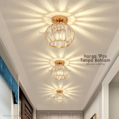 Lampu Plafon Ceiling Kaca Kristal Modern Desain Mewah Kamar Ruang Tamu
