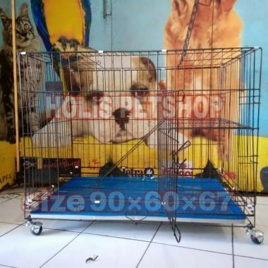 Kandang kucing 90 cm 2 tingkat roda