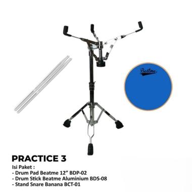 Paket Practice 3 - Paket Drum Pad - Drum Pad Beatme 12 inch Biru