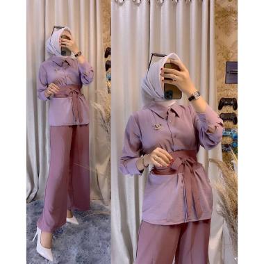 Jessica Set - One Set Wanita Kemeja Shakila Import Setelan Wanita Celana Kulot Lengan Panjang Set Ba