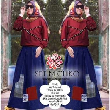 TERMURAH!!!/ SET MICHIKO/ BAJU MUSLIM/ GROSIR MUSLIM Multicolor