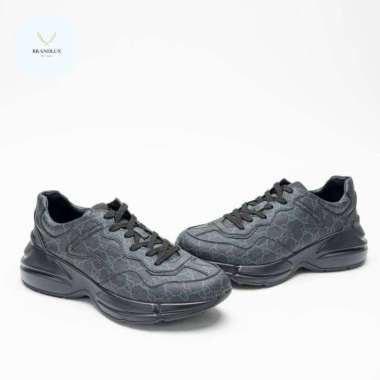 Gucci GG Supreme Canvas Rhyton Sneaker Black - 100% Authentic