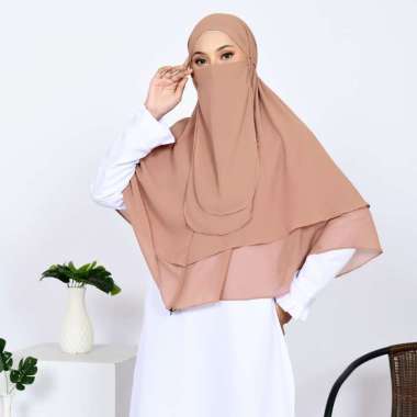 Jilbab Bergo Syari Azzahra Resleting Khimar + Free Cadar Niqab Satu Set Semua Ukuran Milo