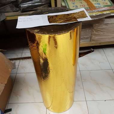 Plastik Kado Hot Stamping Foil Emas (Loyang Kuning Gold) Kualitas Bagus Lebar 65cm - 1 Roll Berat 32