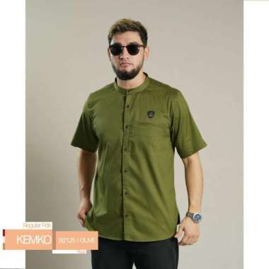 SAMASE KEMKO PDK B212 Olive Cotton Pique L XL Baju Kemeja Koko Regular L